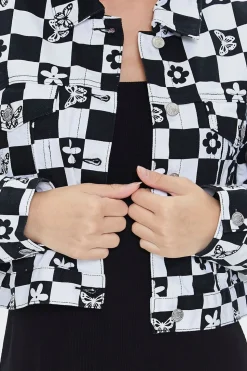 Floral Checkered Twill Jacket