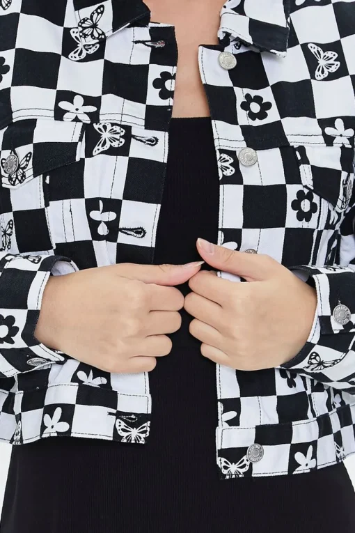 Floral Checkered Twill Jacket