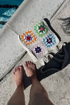 Floral Crochet Tote Bag