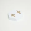 Floral Cross Drop Earrings