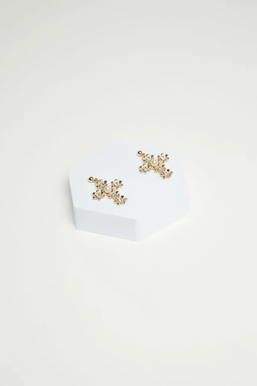 Floral Cross Drop Earrings