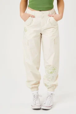 Floral Embroidered Cargo Joggers