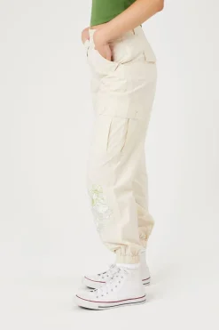 Floral Embroidered Cargo Joggers