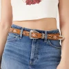 Floral Embroidered Faux Leather Belt
