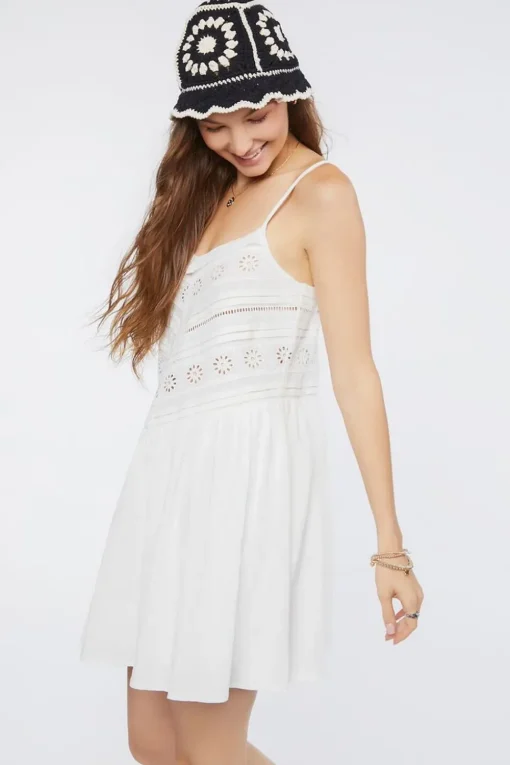 Floral Eyelet Cami Mini Dress
