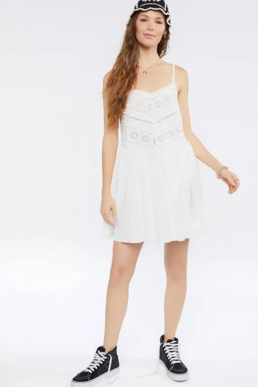 Floral Eyelet Cami Mini Dress