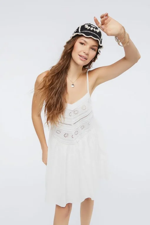 Floral Eyelet Cami Mini Dress