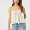 Floral Eyelet Twisted Strapless Top