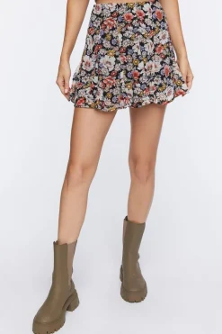 Floral Flounce Mini Skirt