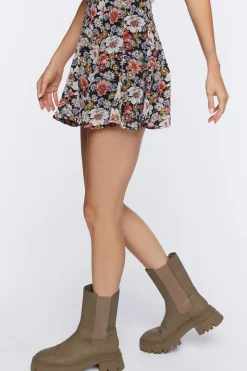 Floral Flounce Mini Skirt