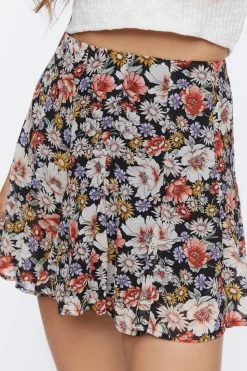 Floral Flounce Mini Skirt