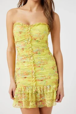 Floral Lace Drop-Waist Mini Dress