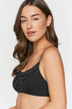 Floral Lace Picot-Trim Bralette