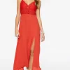 Floral Lace Slit Midi Dress