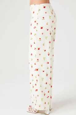 Floral Linen-Blend Pants