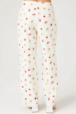 Floral Linen-Blend Pants