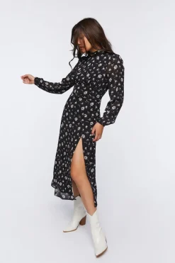 Floral Open-Back Midi Dress