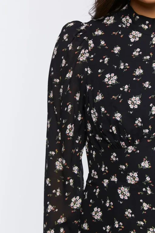 Floral Open-Back Midi Dress