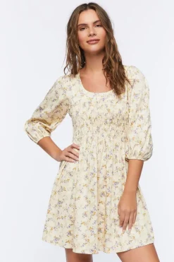 Floral Print Babydoll Mini Dress
