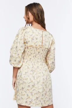 Floral Print Babydoll Mini Dress