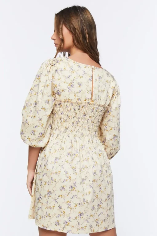 Floral Print Babydoll Mini Dress