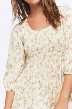Floral Print Babydoll Mini Dress