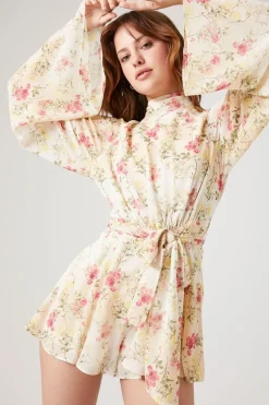 Floral Print Bell-Sleeve Romper