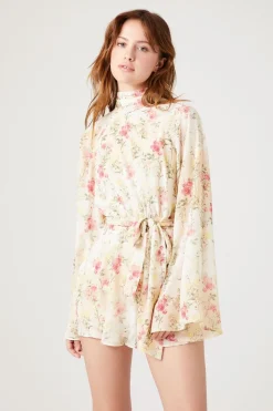 Floral Print Bell-Sleeve Romper