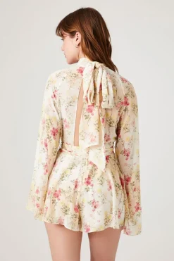 Floral Print Bell-Sleeve Romper