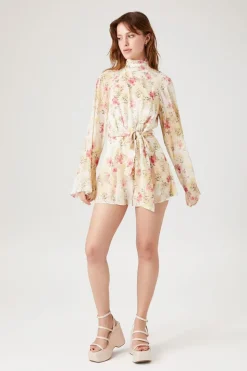 Floral Print Bell-Sleeve Romper