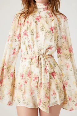 Floral Print Bell-Sleeve Romper