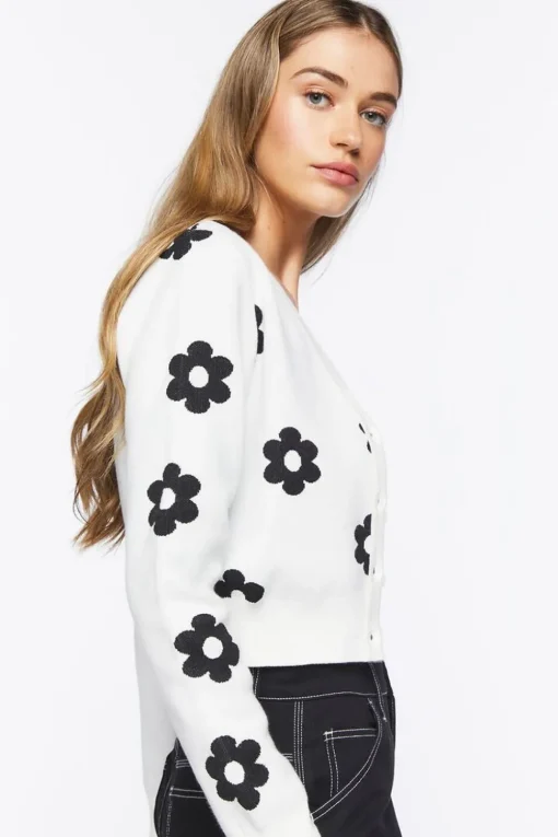 Floral Print Cardigan Sweater