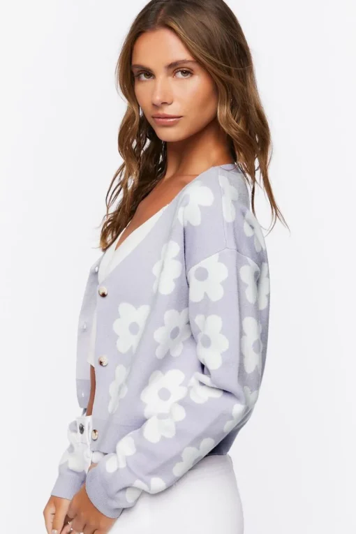 Floral Print Cardigan Sweater