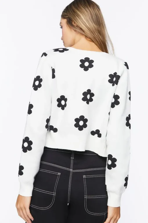 Floral Print Cardigan Sweater