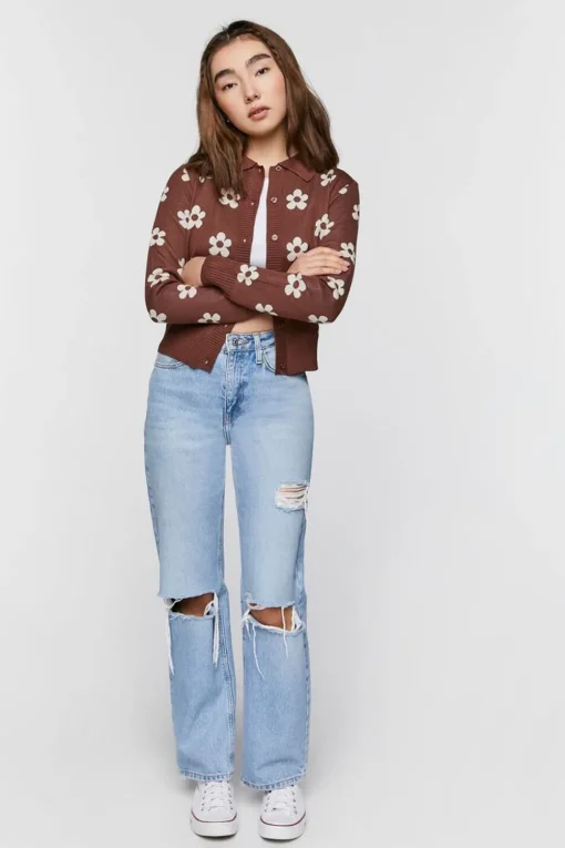 Floral Print Cardigan Sweater