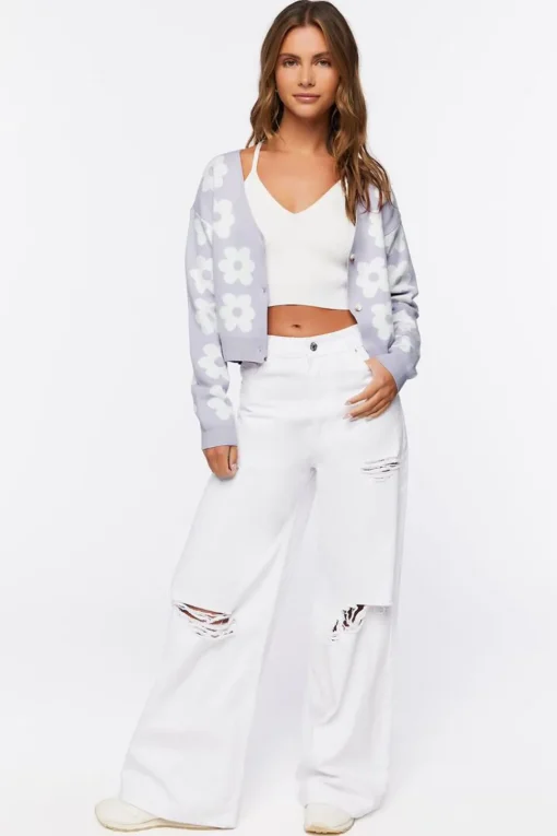 Floral Print Cardigan Sweater