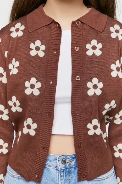 Floral Print Cardigan Sweater