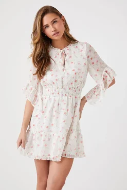 Floral Print Chiffon Mini Dress