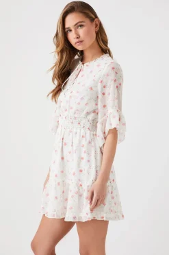 Floral Print Chiffon Mini Dress