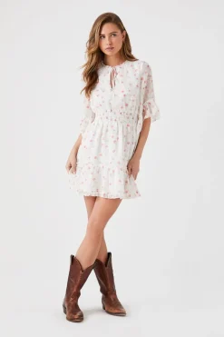 Floral Print Chiffon Mini Dress