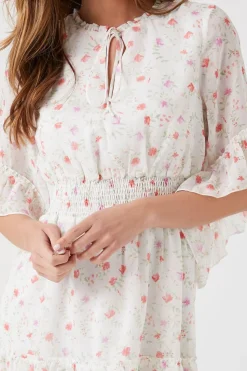 Floral Print Chiffon Mini Dress