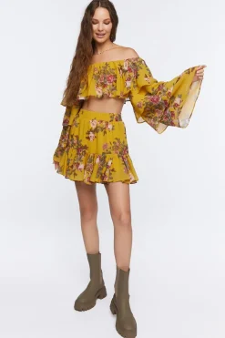 Floral Print Crop Top & Mini Skirt Set