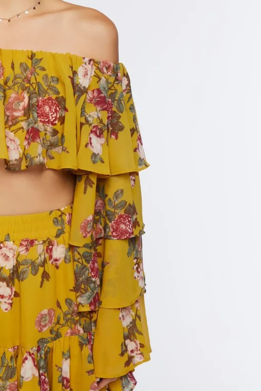 Floral Print Crop Top & Mini Skirt Set