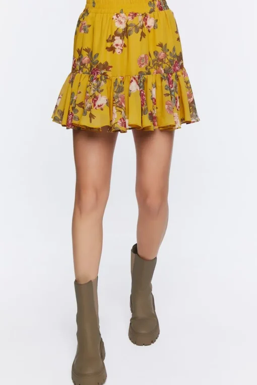 Floral Print Crop Top & Mini Skirt Set