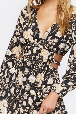 Floral Print Cutout Maxi Dress