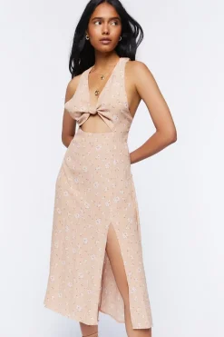 Floral Print Cutout Midi Dress