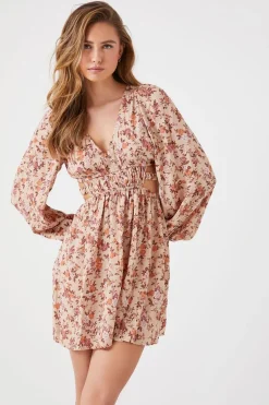 Floral Print Cutout Mini Dress
