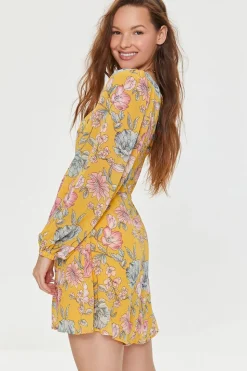 Floral Print Cutout Mini Dress