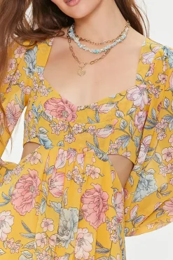 Floral Print Cutout Mini Dress