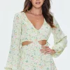 Floral Print Cutout Romper